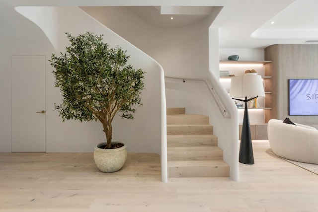 1246 George Bush, Delray Beach, FL 33483 - staircase with recessed lighting and wood finished floors