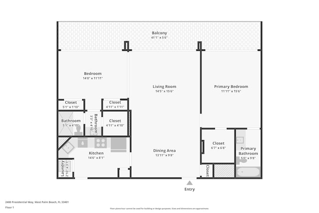 2400 Presidential Way Unit 302, West Palm Beach, FL 33401 - room layout