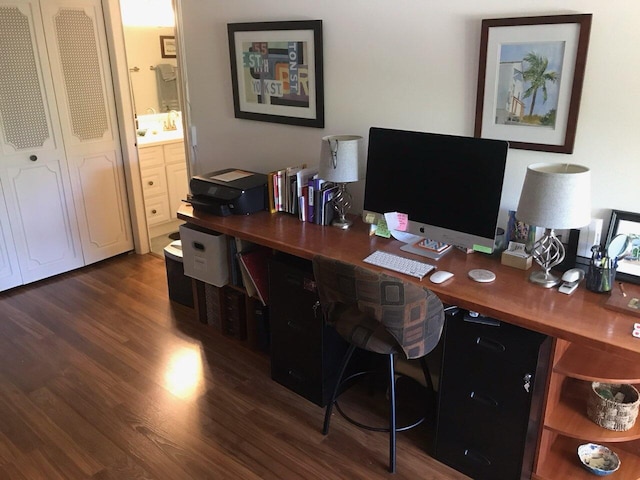 1800 SE Saint Lucie Blvd Unit 5203, Stuart, FL 34996 - office area with dark wood-style floors