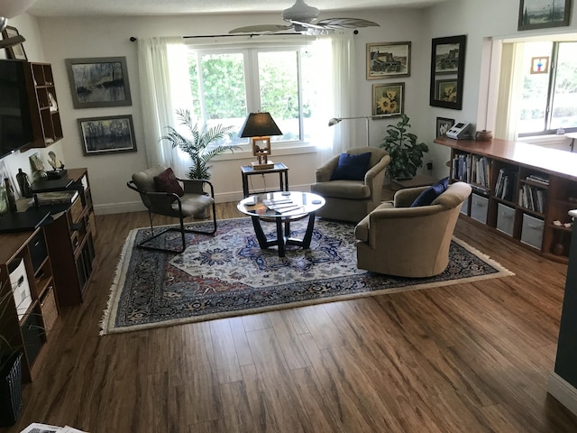 1800 SE Saint Lucie Blvd Unit 5203, Stuart, FL 34996 - living room with ceiling fan, wood finished floors, and baseboards