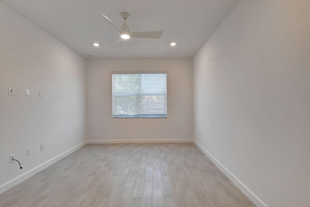 6975 Peters Ln, Delray Beach, FL 33446 - spare room featuring light wood finished floors, recessed lighting, baseboards, and a ceiling fan