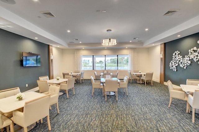 6975 Peters Ln, Delray Beach, FL 33446 - carpeted dining area with recessed lighting, visible vents, and baseboards