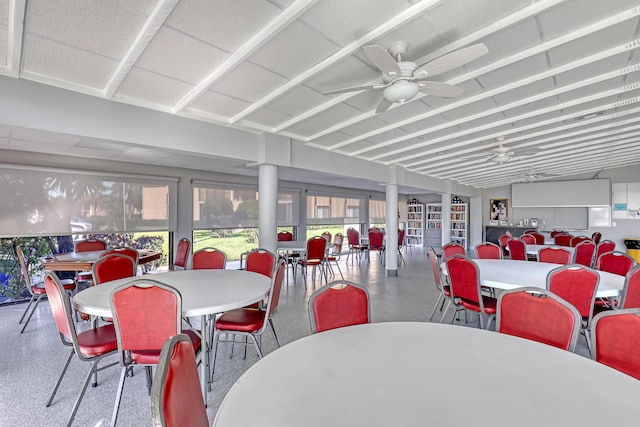 436 Pine Glen Ln Unit C-2, Greenacres, FL 33463 - dining area with speckled floor and a ceiling fan