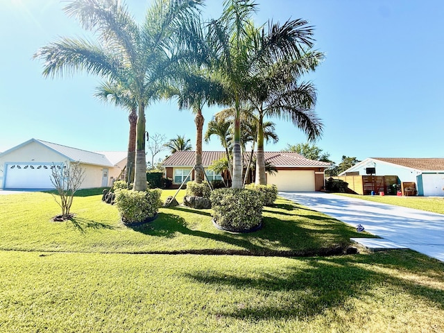 434 SE Doat St, Port Saint Lucie, FL 34983 - view of front facade with a front yard and concrete driveway
