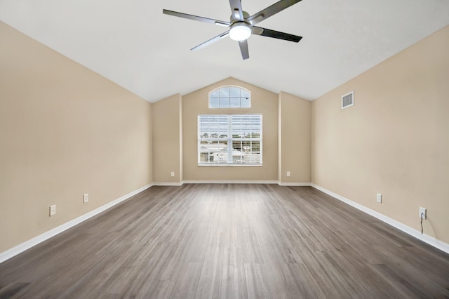 1355 SW Porter Rd, Port Saint Lucie, FL 34953 - empty room featuring baseboards, visible vents, a ceiling fan, and wood finished floors