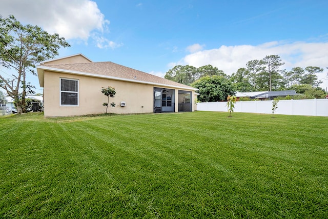 1355 SW Porter Rd, Port Saint Lucie, FL 34953 - back of property with a yard, stucco siding, fence, and a shingled roof