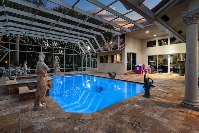 16090 Rio Del Paz, Delray Beach, FL 33446 - swimming pool featuring a patio area and glass enclosure
