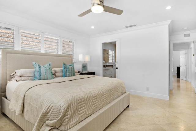 6611 NE 21st Ln, Fort Lauderdale, FL 33308 - bedroom featuring baseboards, visible vents, and crown molding