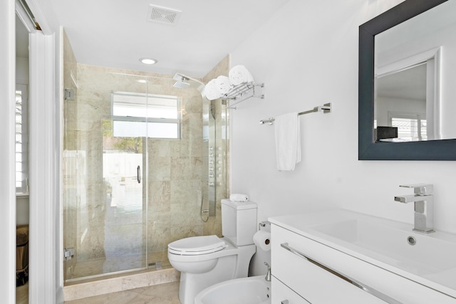 6611 NE 21st Ln, Fort Lauderdale, FL 33308 - full bathroom featuring a wealth of natural light, visible vents, toilet, and a stall shower