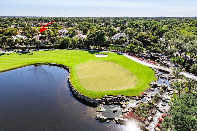 16137 Via Monteverde, Delray Beach, FL 33446 - birds eye view of property featuring view of golf course and a water view
