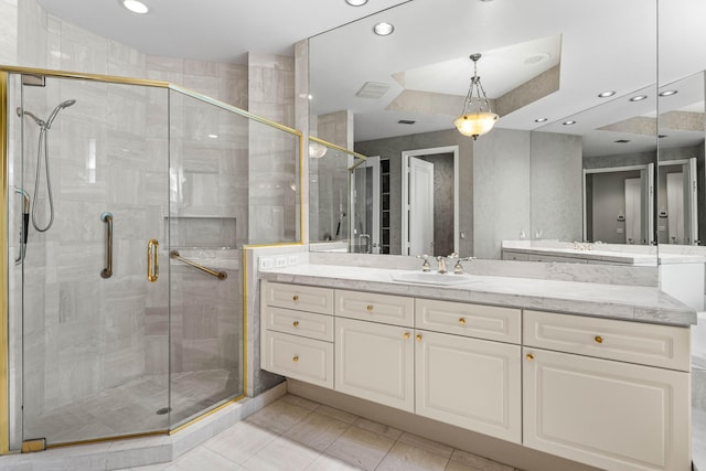 16137 Via Monteverde, Delray Beach, FL 33446 - full bath featuring a stall shower, recessed lighting, and vanity