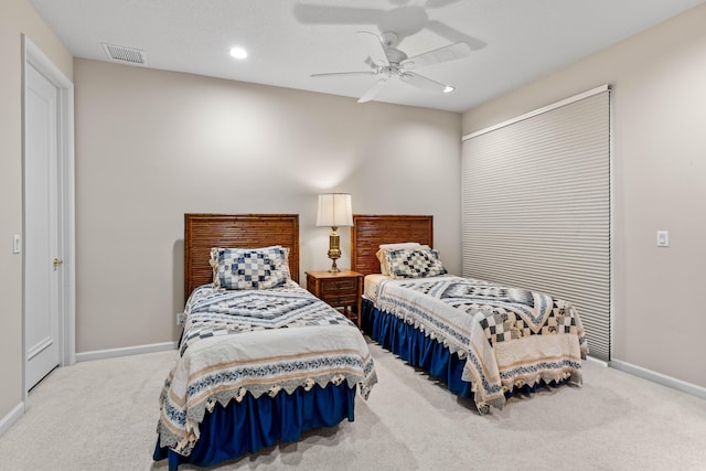 16137 Via Monteverde, Delray Beach, FL 33446 - bedroom featuring recessed lighting, carpet flooring, baseboards, ceiling fan, and visible vents