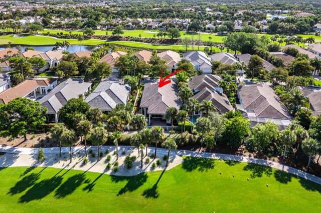 16137 Via Monteverde, Delray Beach, FL 33446 - bird's eye view with view of golf course, a residential view, and a water view