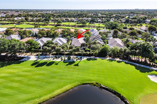 16137 Via Monteverde, Delray Beach, FL 33446 - bird's eye view featuring a water view, view of golf course, and a residential view