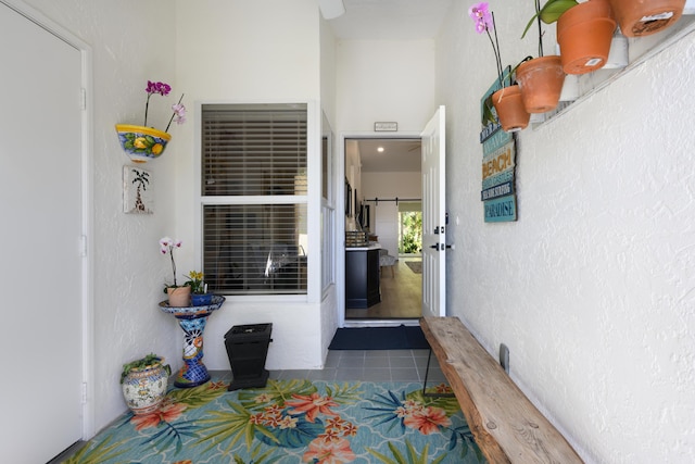 view of exterior entry with stucco siding