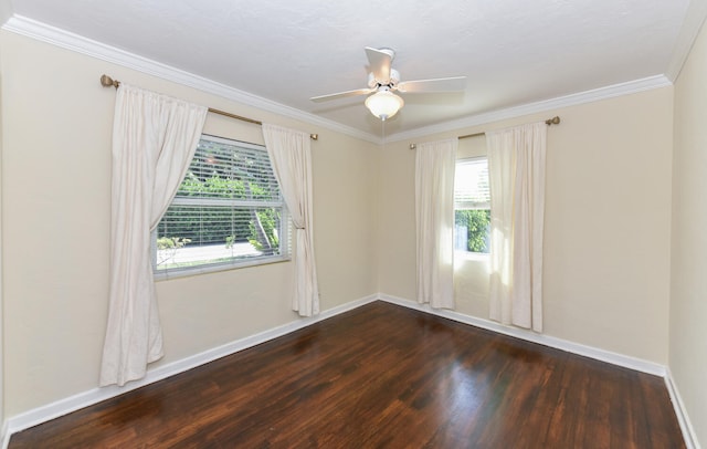 340 Russlyn Dr, West Palm Beach, FL 33405 - empty room featuring healthy amount of natural light, wood finished floors, baseboards, crown molding, and ceiling fan