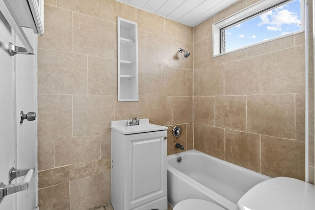 652 Bayberry Dr, Lake Park, FL 33403 - bathroom featuring toilet, vanity, and shower / bathtub combination