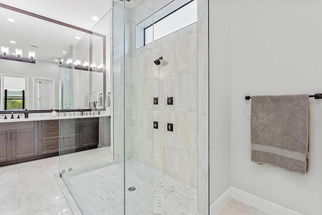 13471 Artisan Cir, Palm Beach Gardens, FL 33418 - full bath with plenty of natural light, a stall shower, double vanity, and recessed lighting