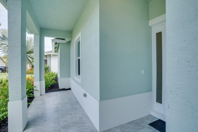 exterior space featuring stucco siding