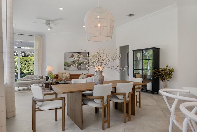 2651 Players Ct, Wellington, FL 33414 - dining room with crown molding and ceiling fan