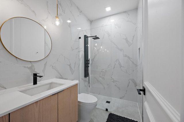 2651 Players Ct, Wellington, FL 33414 - bathroom with toilet, vanity, and a marble finish shower