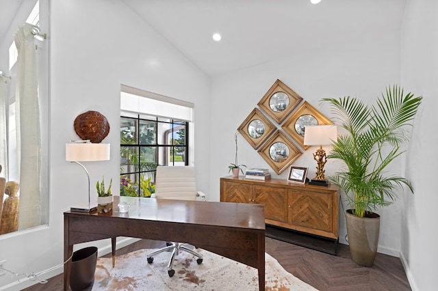 3510 Embassy Dr, West Palm Beach, FL 33401 - office space featuring recessed lighting, baseboards, and lofted ceiling
