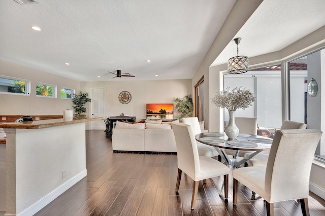 6131 NW 30th Ave, Boca Raton, FL 33496 - dining space with recessed lighting, dark wood-style floors, and a textured ceiling