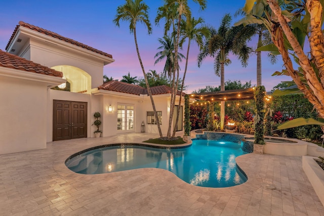 6131 NW 30th Ave, Boca Raton, FL 33496 - view of pool featuring french doors, a pool with connected hot tub, and a patio area