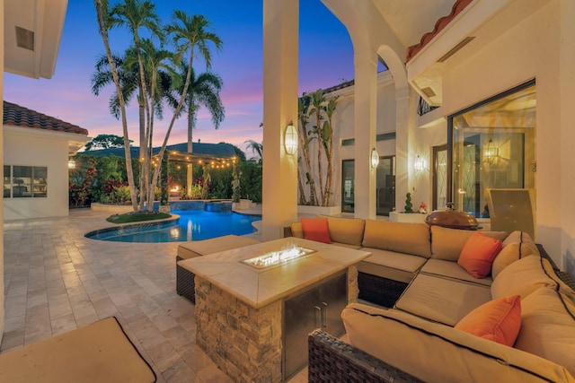 6131 NW 30th Ave, Boca Raton, FL 33496 - view of pool with a patio, an outdoor living space with a fire pit, and a pool with connected hot tub