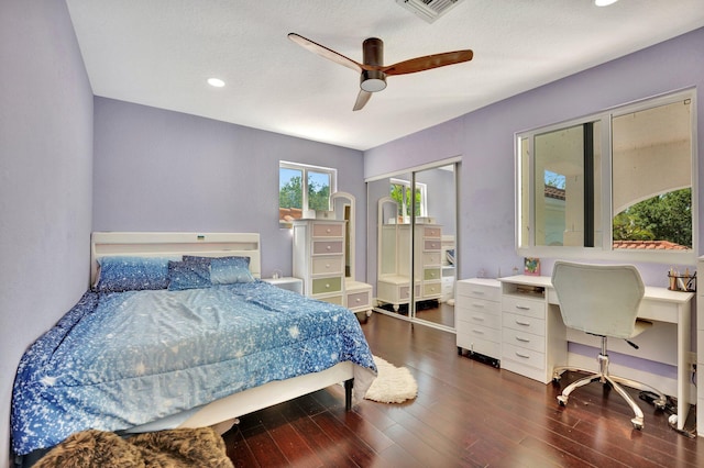 6131 NW 30th Ave, Boca Raton, FL 33496 - bedroom with wood finished floors, visible vents, a closet, and ceiling fan