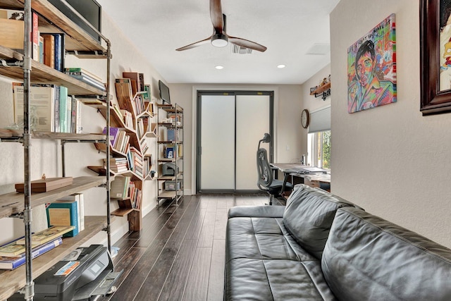 6131 NW 30th Ave, Boca Raton, FL 33496 - office with visible vents, recessed lighting, ceiling fan, and wood finished floors