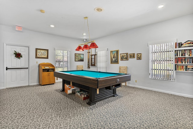 334 NW 42nd St, Boca Raton, FL 33431 - rec room featuring carpet flooring, recessed lighting, billiards, and baseboards