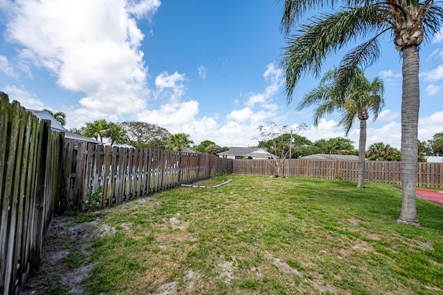 view of yard featuring a fenced backyard