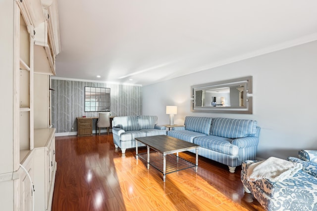 206 Lake Susan Ln, West Palm Beach, FL 33411 - living area with wood finished floors, baseboards, and ornamental molding