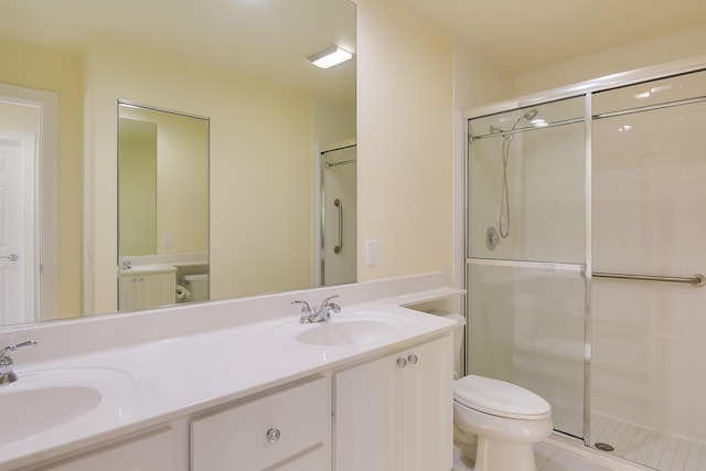 10828 SW Dardanelle Dr, Port Saint Lucie, FL 34987 - bathroom featuring a shower stall, toilet, and a sink