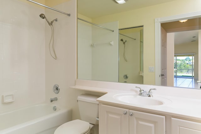 10828 SW Dardanelle Dr, Port Saint Lucie, FL 34987 - bathroom with vanity, toilet, and shower / washtub combination