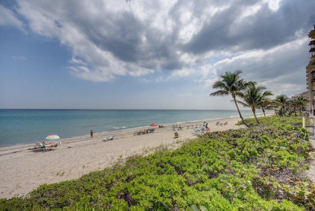 property view of water with a beach view