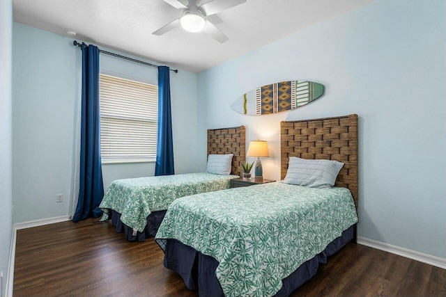 2999 Dovedale Ct, Wellington, FL 33414 - bedroom with baseboards, ceiling fan, and wood finished floors