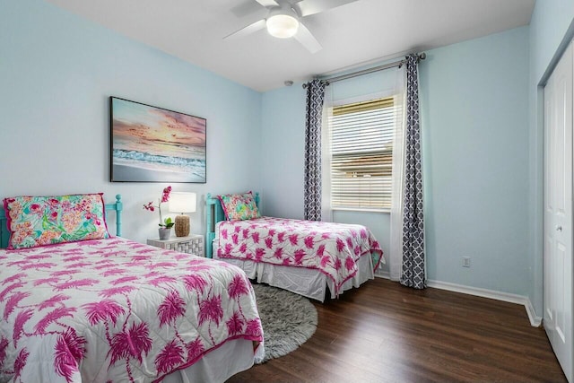 2999 Dovedale Ct, Wellington, FL 33414 - bedroom featuring baseboards, wood finished floors, and ceiling fan