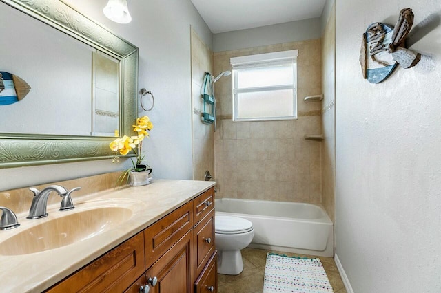 2999 Dovedale Ct, Wellington, FL 33414 - full bathroom with tile patterned floors, toilet, vanity, bathing tub / shower combination, and baseboards