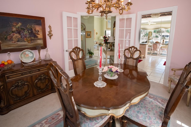 dining area featuring a chandelier