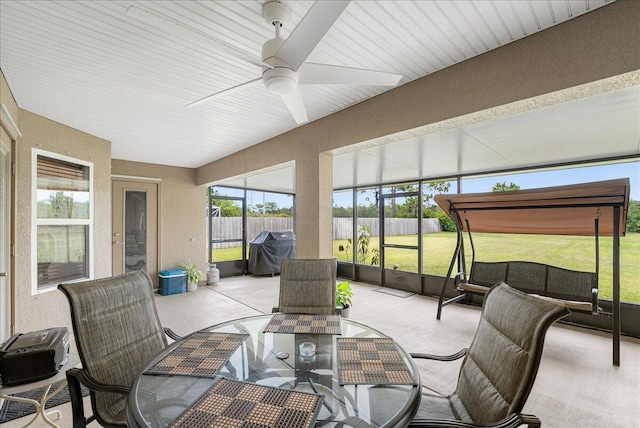 5879 NW Leah Dr, Port Saint Lucie, FL 34986 - sunroom / solarium featuring outdoor dining space and ceiling fan