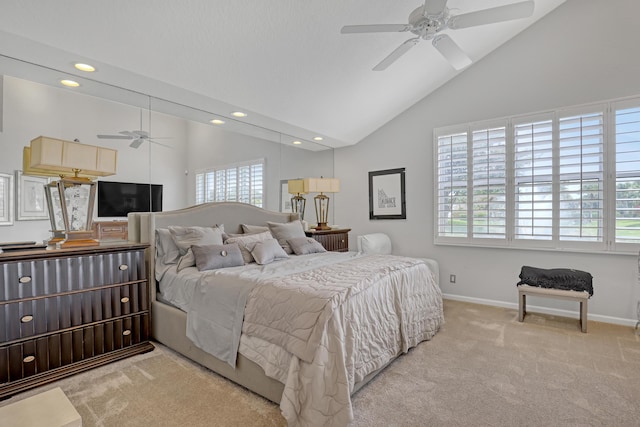 6308 Crystal View Ln, Boynton Beach, FL 33437 - carpeted bedroom featuring baseboards, recessed lighting, and high vaulted ceiling