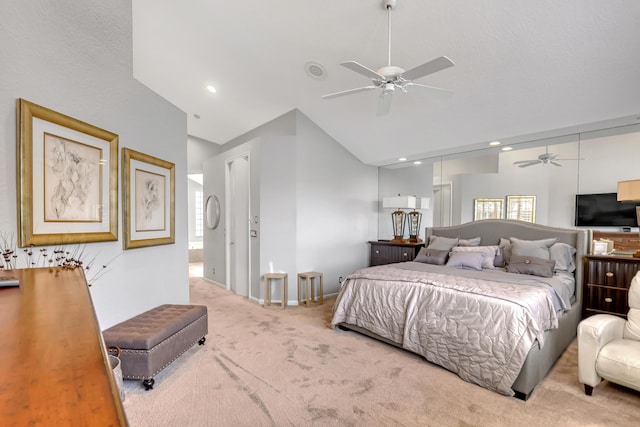 6308 Crystal View Ln, Boynton Beach, FL 33437 - bedroom with carpet floors, baseboards, high vaulted ceiling, and recessed lighting