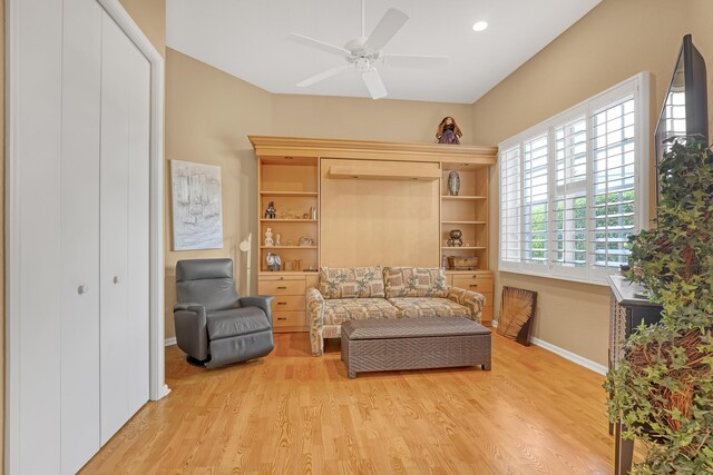 6308 Crystal View Ln, Boynton Beach, FL 33437 - living area featuring baseboards, ceiling fan, and light wood-style floors