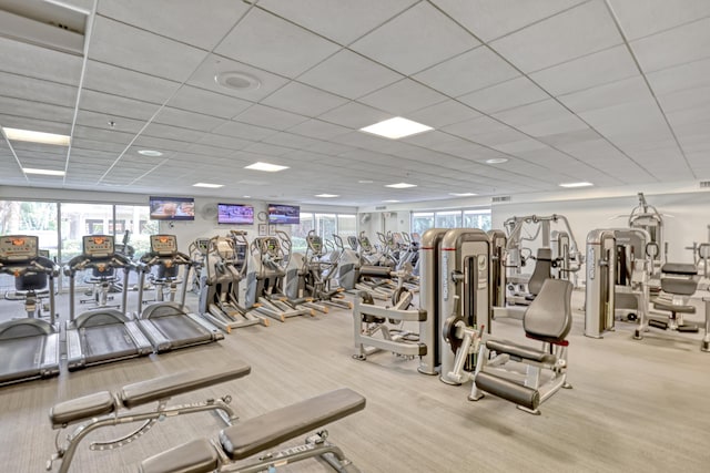 6308 Crystal View Ln, Boynton Beach, FL 33437 - workout area featuring a drop ceiling and carpet