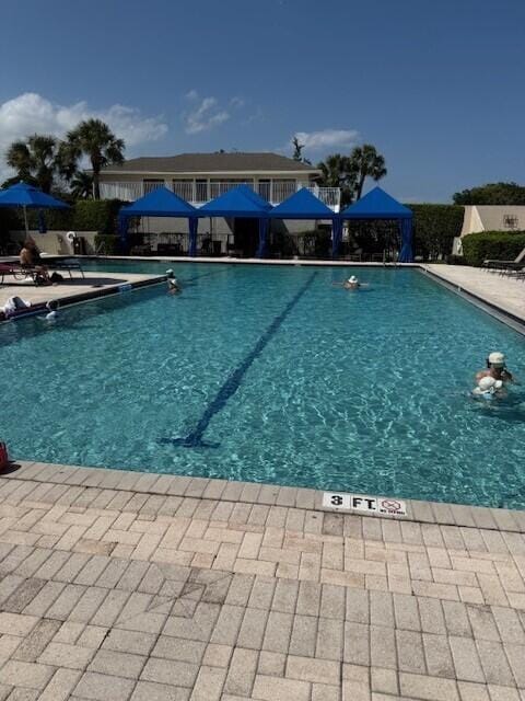 6308 Crystal View Ln, Boynton Beach, FL 33437 - pool featuring a gazebo and a patio
