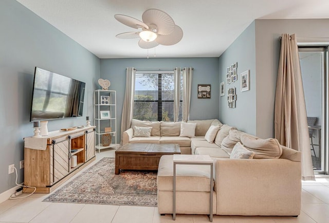 1012 Willow Pl, Riviera Beach, FL 33410 - living area with ceiling fan and light tile patterned floors