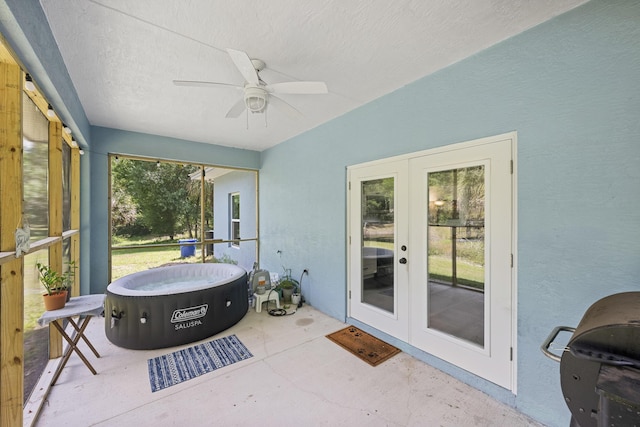 7633 NW 93rd Ct, Okeechobee, FL 34972 - sunroom featuring ceiling fan, french doors, and plenty of natural light