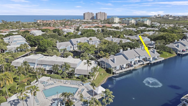 213 Ocean Dunes Cir, Jupiter, FL 33477 - bird's eye view featuring a water view